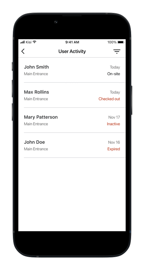 User activity on mobile