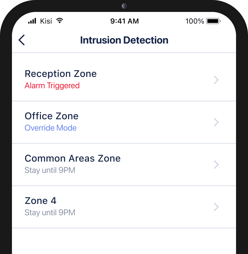 zone setting Kisi dashboard