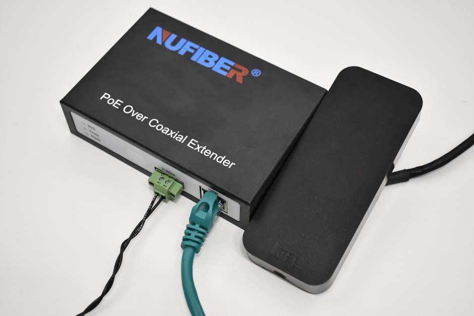 An image showing the wiring of the PD component of a PoE over 2-Wire Extender