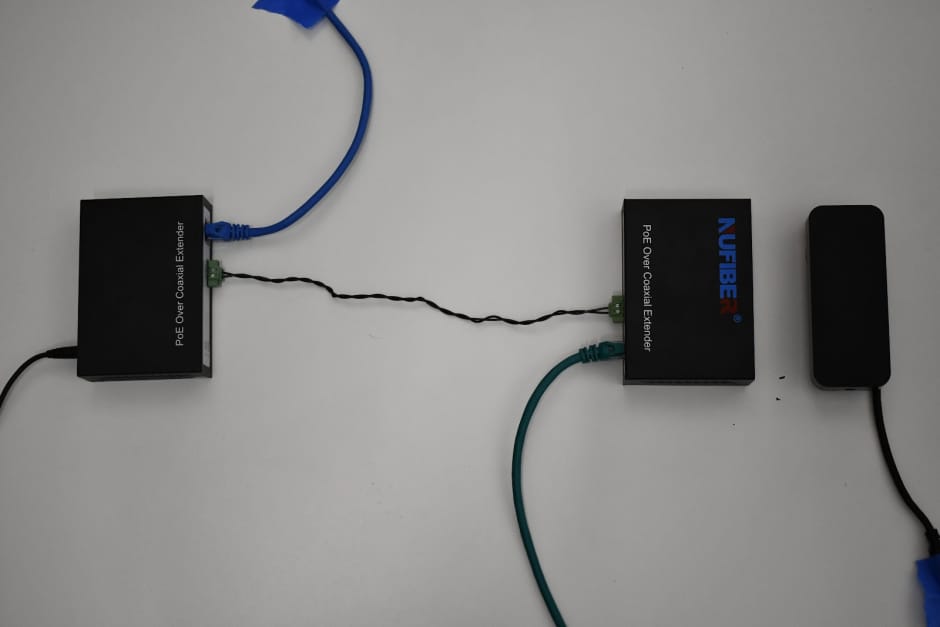 An image showing a completely wired PoE over 2-Wire Extender