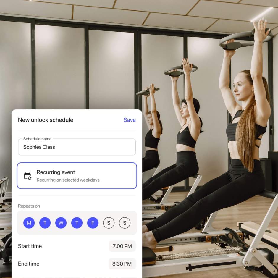bookings and access control for reformer pilates