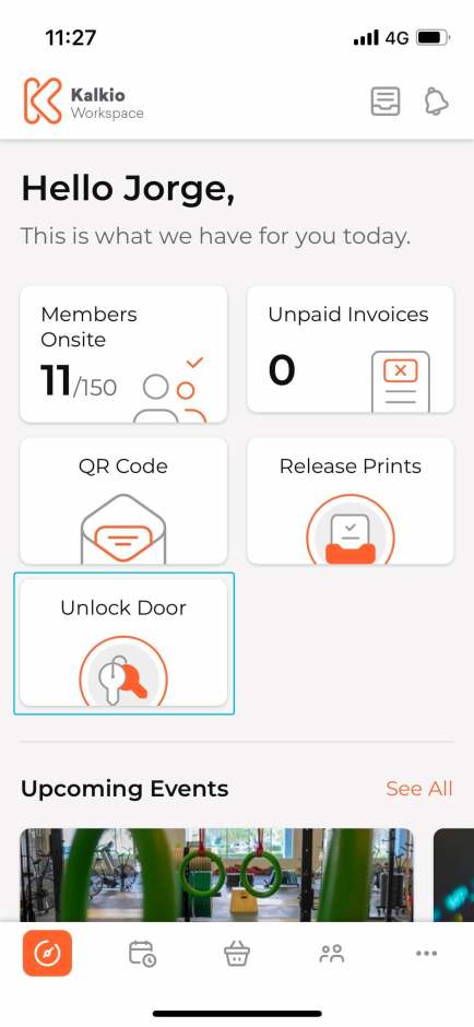Screenshot showing the usage of Kisi with white-label Passport by Nexudus