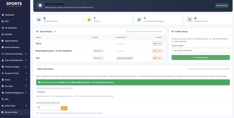 sports carnival integration dashboard