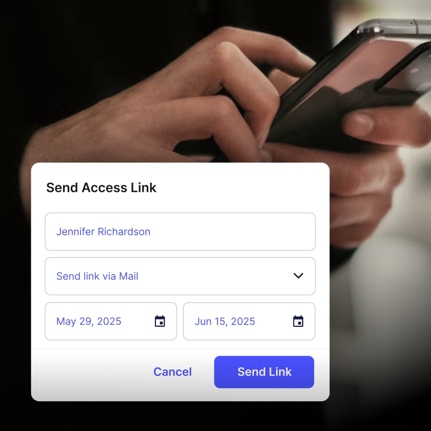 sending office visitor access rights via a visitor management mobile app