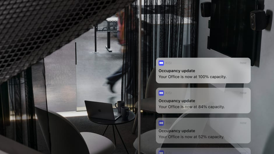Kisi's security technology enabling push notifications to help manage occupancy in companies that do hybrid work
