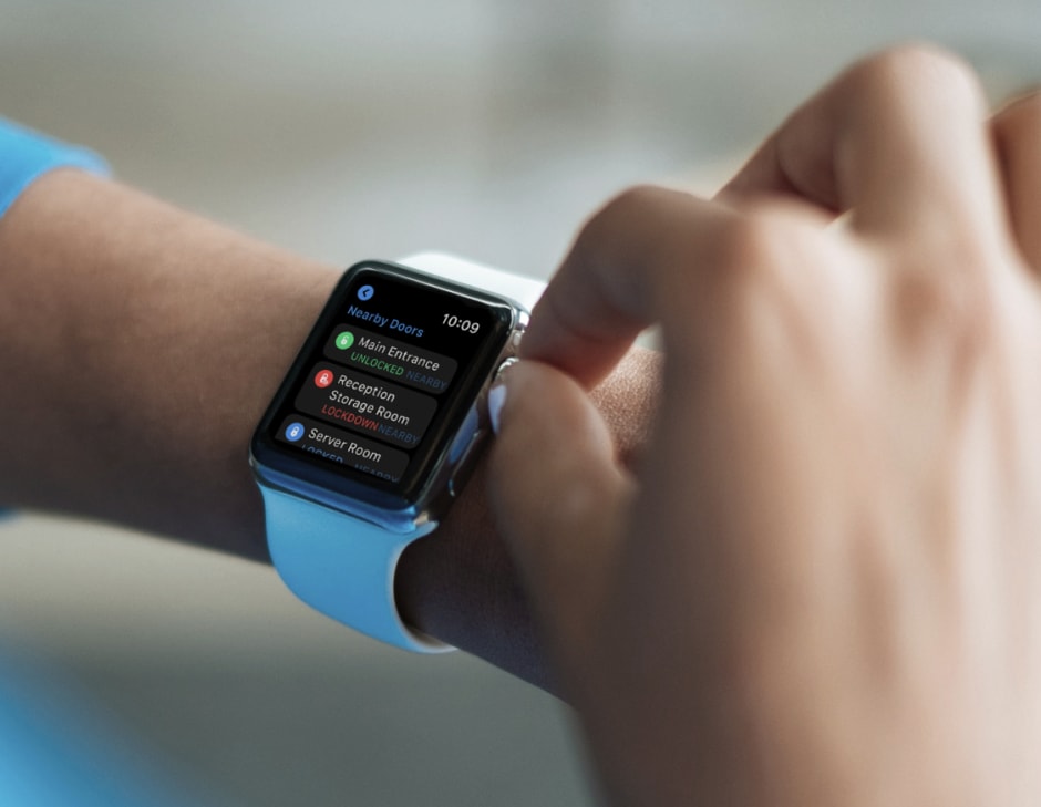 commercial door keyless entry with Apple Watch