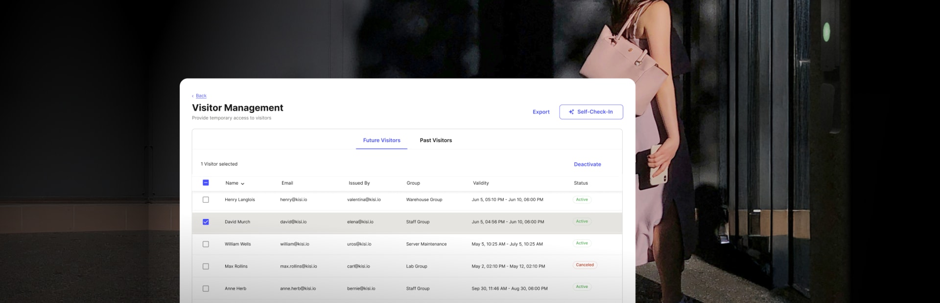 visitor access management from the Kisi dashboard