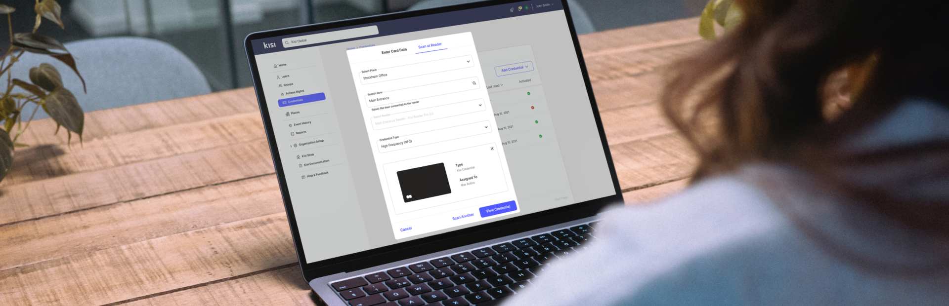 person managing badge access with Kisi's access control dashboard