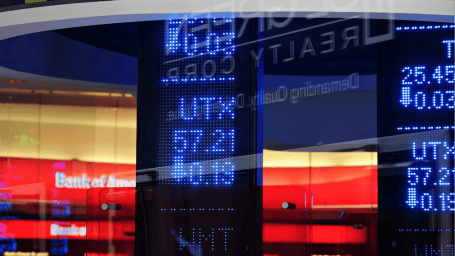 An image showing screens in a bank