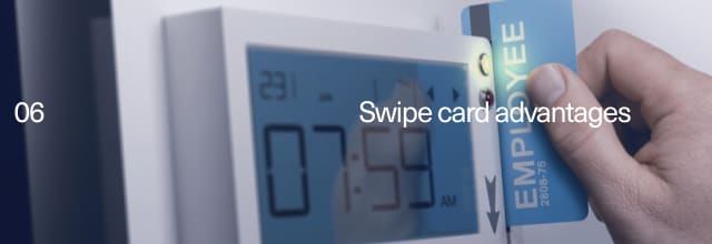 Person swiping a keycard