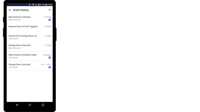 Event history now available on the Kisi Android app