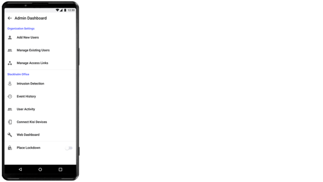 Kisi admin dashboard on mobile