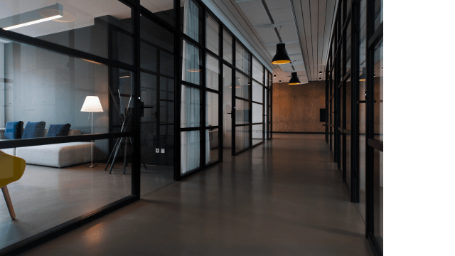 Fractional office space with access control reader on the door