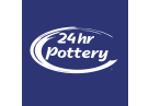 24hr pottery logo in blue and white