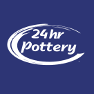 24hr pottery logo in blue and white