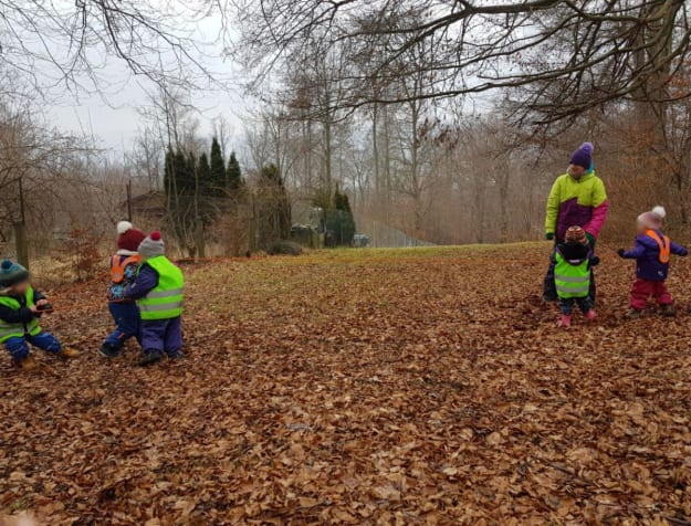 Seilspringen und Seilziehen im Wald