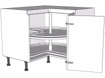 Corner carousel base unit with bi-fold doors True Handleless version