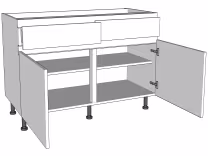 Sink Kitchen Base Units - Double - Working Drawer True Handleless version