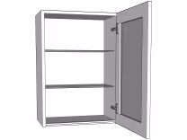 Glazed medium wall unit 720mm high with glass shelves True Handleless version