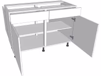 Drawerline peninsula double base unit with doors/drawer fronts