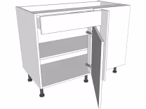 Variable corner drawerline base unit carcass with doors/drawer fronts