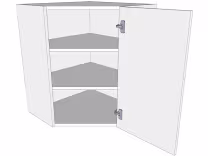 Diagonal Corner Kitchen Wall Unit - Medium with doors/drawer fronts