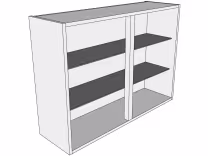 Glazed medium double wall unit with glass shelves