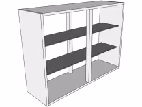 Peninsula glazed wall unit with glass shelves, medium 720mm high