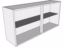 Glazed low wall unit with glass shelf, 575mm high