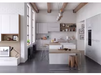 Zola gloss white and light grey kitchen cupboards