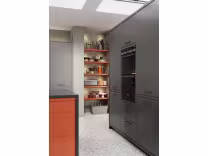 Zola Soft Matte orange, dust grey and graphite kitchen with kitchen island replacement cabinet, cupboard doors and drawer fronts