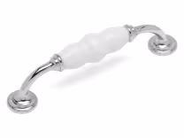 crackle d handle in chrome and white