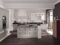 Fitzroy Porcelain kitchen Shaker style with kitchen island, replacement kitchen cupboard and drawer fronts