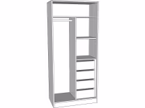 Double wardrobe bedroom units with 4 internal drawers, shelves and hanging space