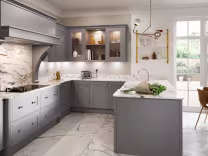 Ellesmere Primed replacement kitchen cupboard doors and drawer fronts for for customisation
