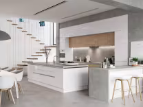 zola gloss white and tavola parched oak kitchen