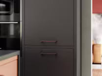 Zola Soft Matte orange, dust grey and graphite kitchen with kitchen island replacement cabinet, cupboard doors and drawer fronts