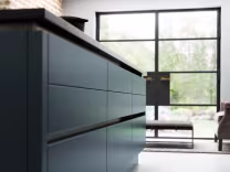 Zola Soft Matte slate blue kitchen replacement drawer fronts true handleless design 