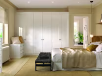 Richmond high gloss white Shaker style bedroom fitted wardrobes replacement cupboard doors