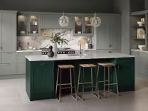 Oakham contemporary Shaker kitchen in green replacement kitchen cabinets, drawer fronts and cupboard doors