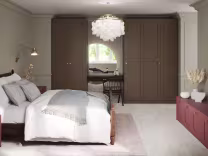 Hunton Bedroom in Truffle and Georgian Red, replacement fitted wardrobe doors