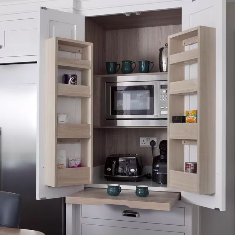 hidden coffee station pantry