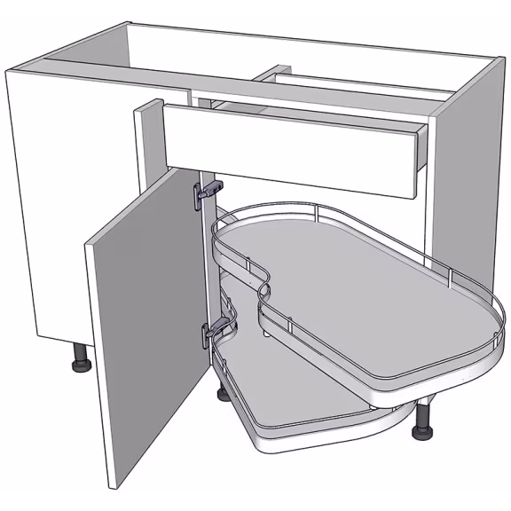 Variable corner drawerline base unit for Carousel/Magic corner unit with doors/drawer fronts