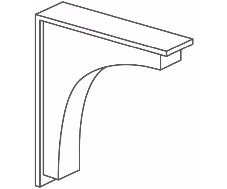 Fitzroy PTO Shelf corbel, contemporary style, 192x172x45mm, painted