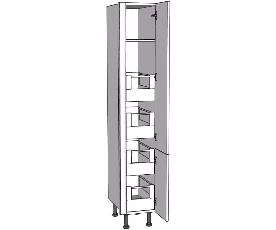 Low internal drawer storage unit 1825mm high with 4 deep drawers True Handleless version