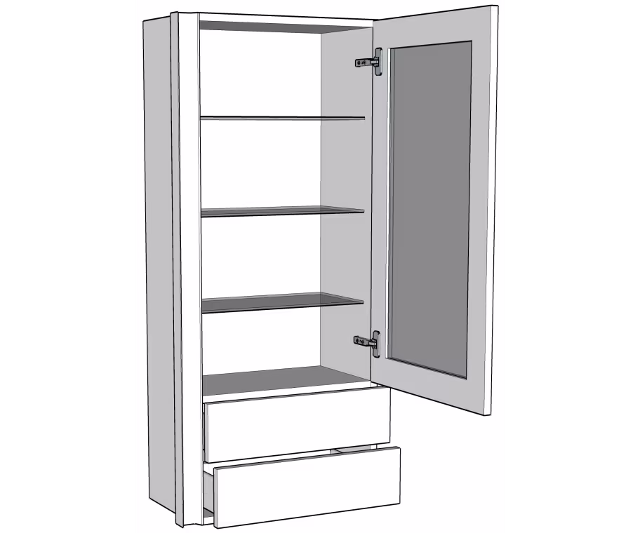 Medium glazed dresser unit carcass 1210mm high True Handleless version