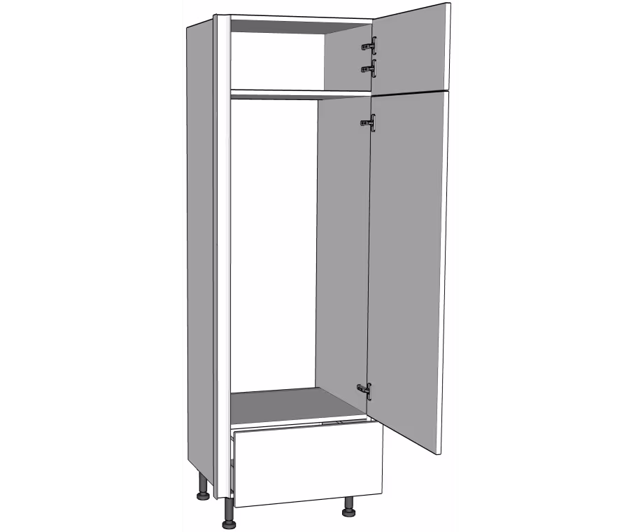 Low fridge freezer housing carcass 1825mm high with drawer box True Handleless version