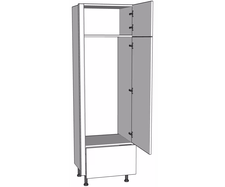 Medium fridge freezer housing carcass 1970mm high with drawer box True Handleless version