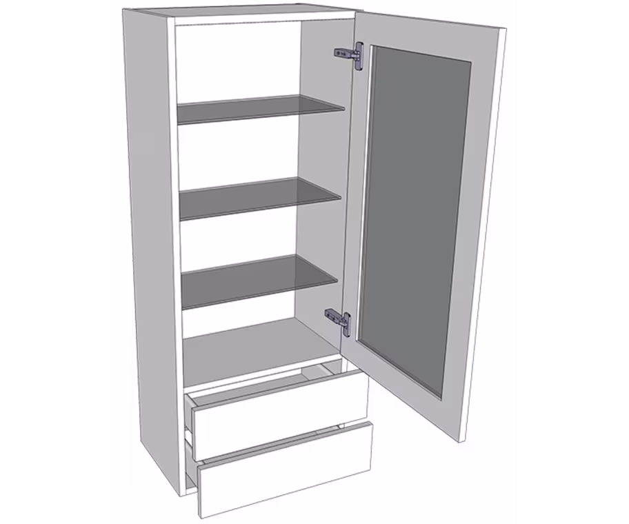 Medium glazed dresser unit carcass 1210mm high with doors/drawer fronts