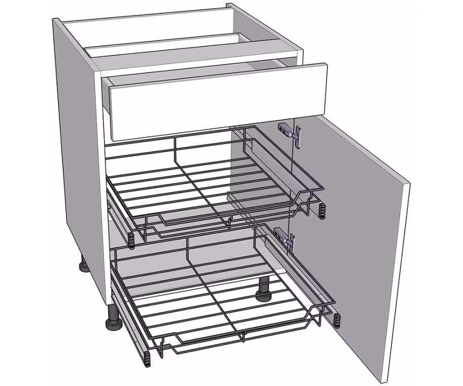 Drawerline open base unit for pull out storage with doors/drawer fronts